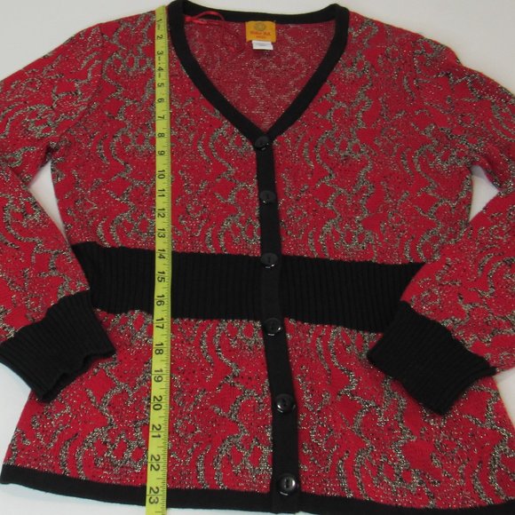 Vintage Ruby Rd. V- Neck Button-Front Cardigan Sweater Size PXL - Picture 6 of 7